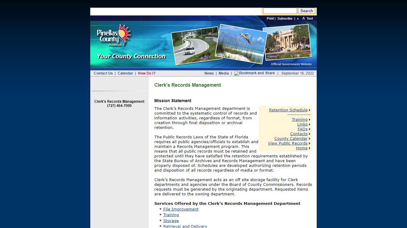 Pinellas County, Florida, Records Management