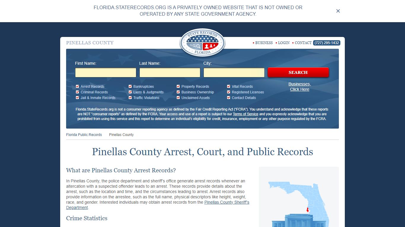 Pinellas County Arrest, Court, and Public Records